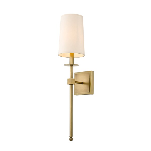 Z-Lite Camila 1 Light Wall Sconce, Rubbed Brass & Beige 811-1S-RB - main